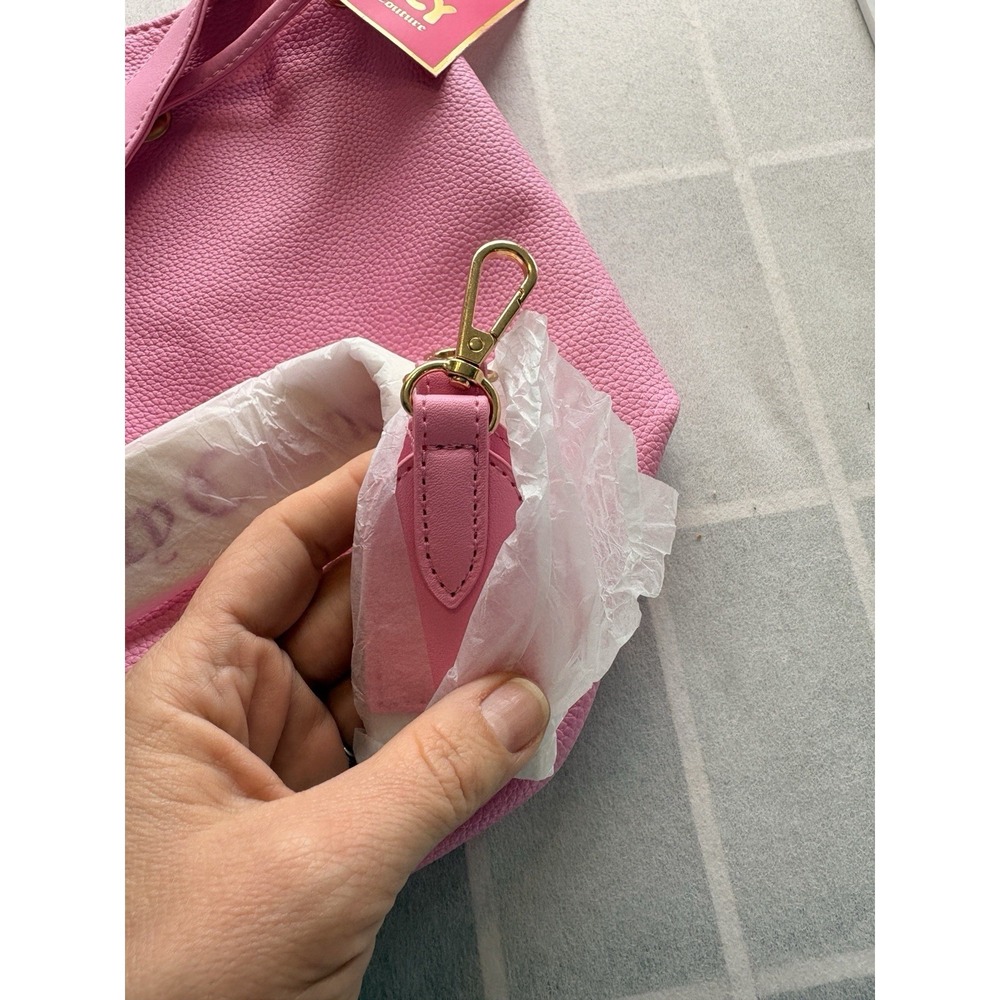 NWT Juicy Couture Pink Bubblegum Bucket Drawstring Shoulder/Cross Body Bag Purse - Picture 3 of 8